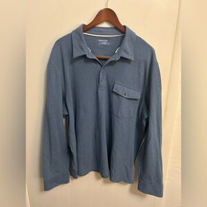 Untuckit Long Sleeve Polo Shirt Men’s XXL 2XL Matthieu Blue Heavyweight Pocket